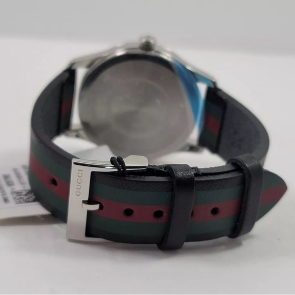 Gucci G-Timeless SWISS Quartz Green and Red Black Leather Strap Watch YA1264079 - Picture 2 of 7